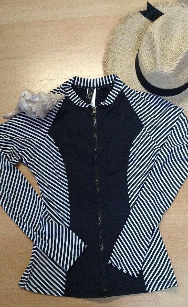 Niptuck TO5283PKTS Rash Top Black with Torino Stripes.