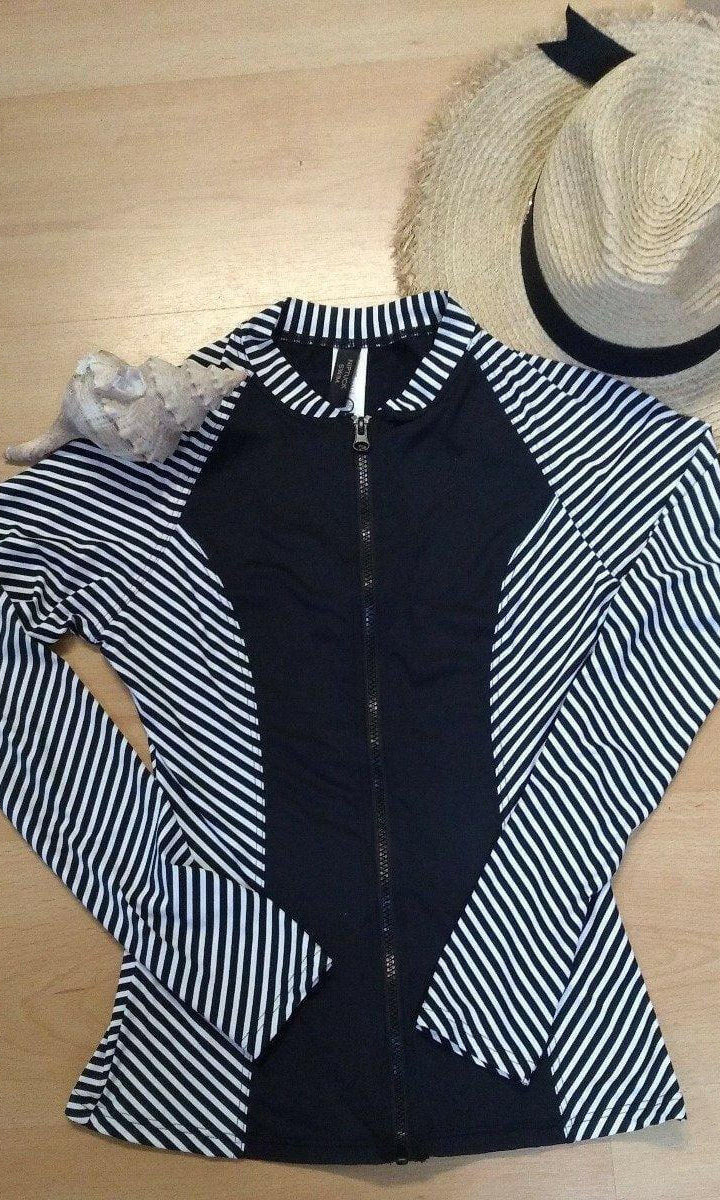 Niptuck TO5283PKTS Rash Top Black with Torino Stripes.