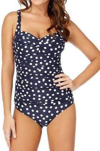 N33345 Niptuck Tankini Singlet Navy Polka Dot Multi Fit.