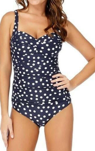 N33345 Niptuck Tankini Singlet Navy Polka Dot Multi Fit.
