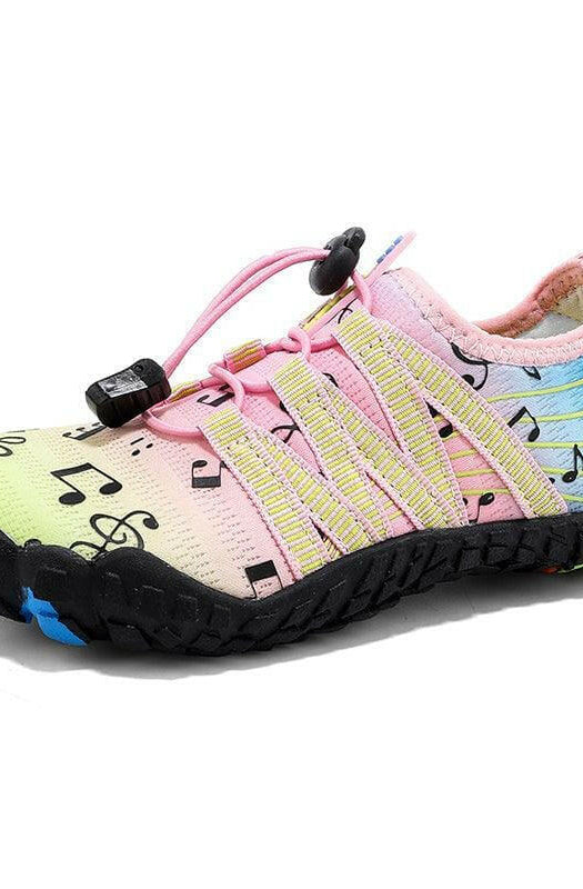 Aqua Shoes for Kids - Neoprene Non Slip Rubber Sole Beach Shoes - Music Notes.