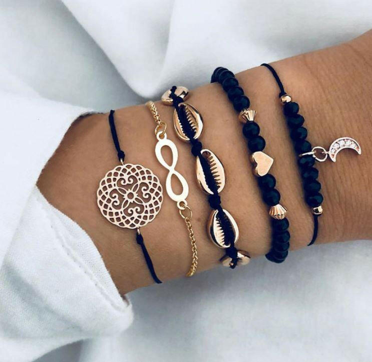 Lotus Moon Copper Plated Boho Chain Bracelet.