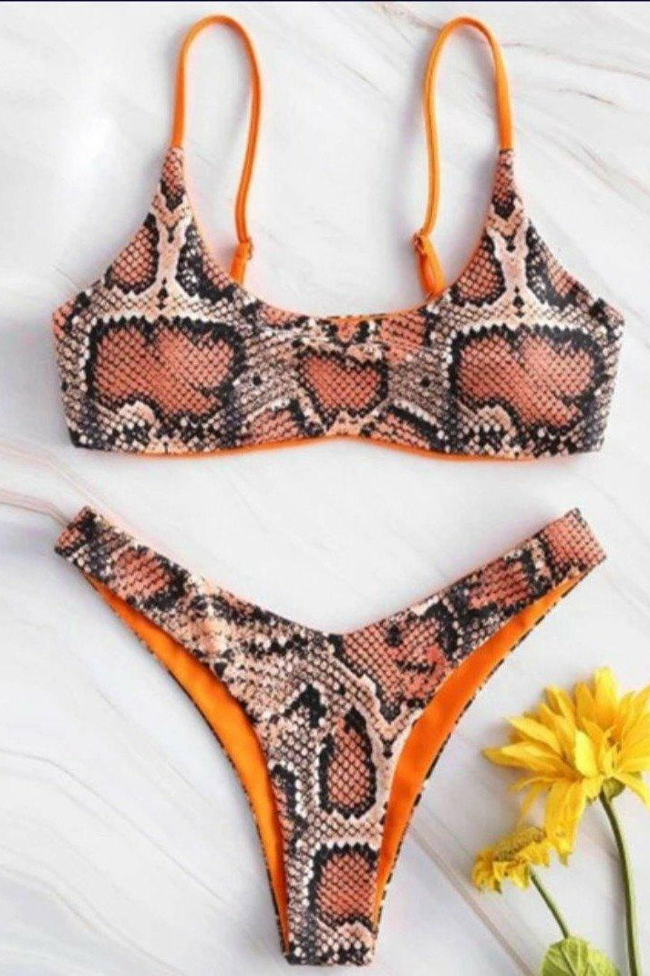 Brazilian Bikini Top Snake Print Reversible.