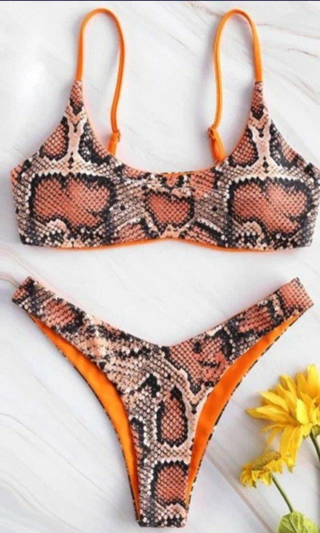 Brazilian Bikini Top Snake Print Reversible.