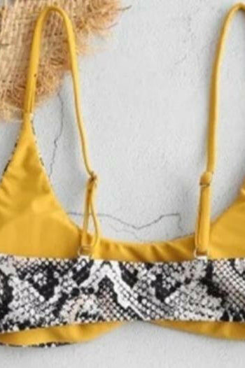 Brazilian Bikini Top Snake Print Reversible.