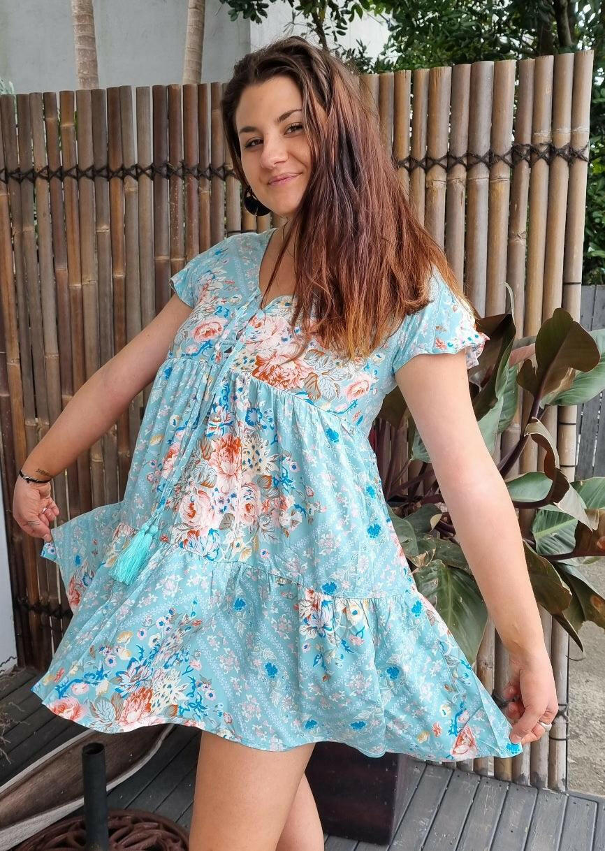 Dani Dress Rayon Above Knee Tassel Tunic.