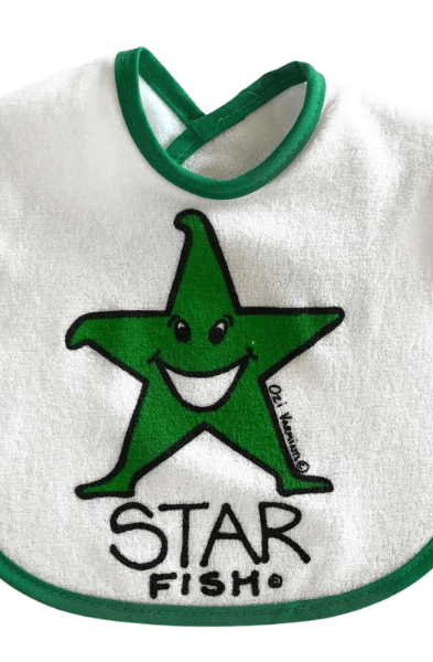 Ozi Varmints Baby Bib - White Green - Star Fish.