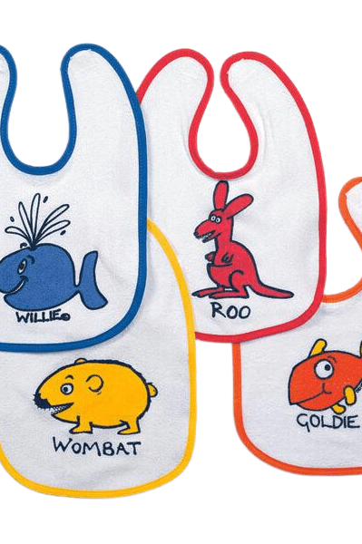 Ozi Varmints Baby Bib - Bundle of Four Bibs.