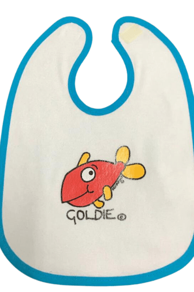 Ozi Varmints Baby Bib - White/Aqua - Goldie.