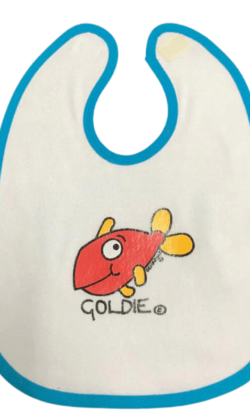 Ozi Varmints Baby Bib - White/Aqua - Goldie.