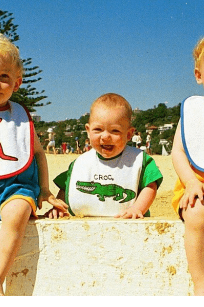 Ozi Varmints Baby Bib - White Aqua - Koala.