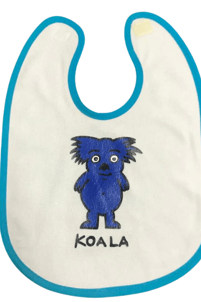Ozi Varmints Baby Bib - White Aqua - Koala.