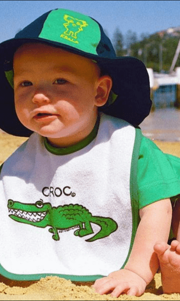 Ozi Varmints Baby Bib - White/Green - Croc.