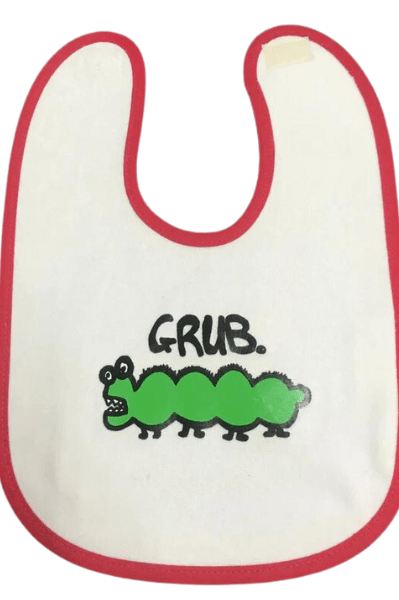 Ozi Varmints Baby Bib - White/Red - Grub.