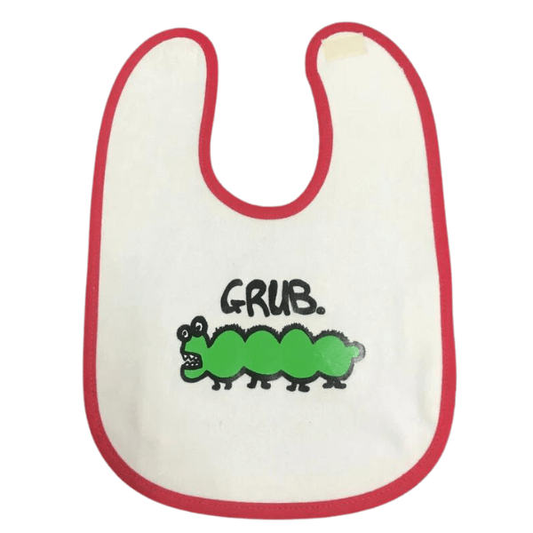 Ozi Varmints Baby Bib - White/Red - Grub.