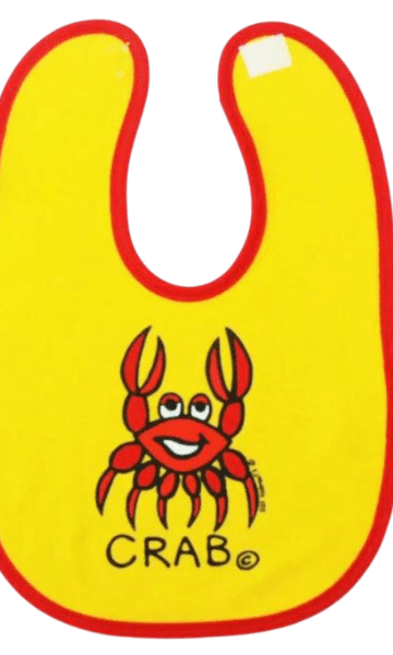 Ozi Varmints Baby Bib - Yellow/Red - Crab.