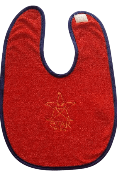 Ozi Varmints Embroidered Bib - Red/Navy - Starfish.