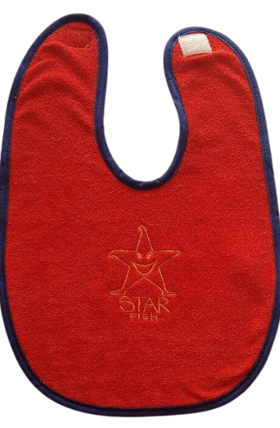 Ozi Varmints Embroidered Bib - Red/Navy - Starfish.