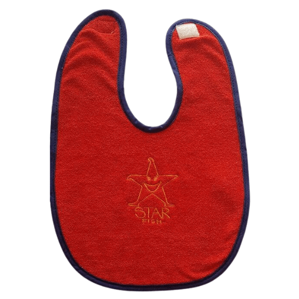 Ozi Varmints Embroidered Bib - Red/Navy - Starfish.