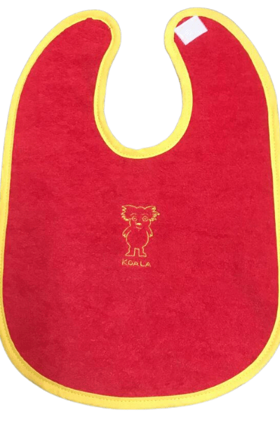 Ozi Varmints Embroidered Bib - Red/Yellow - Koala.