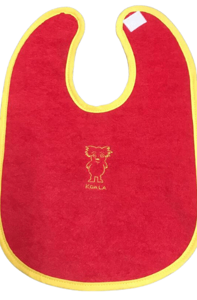 Ozi Varmints Embroidered Bib - Red/Yellow - Koala.