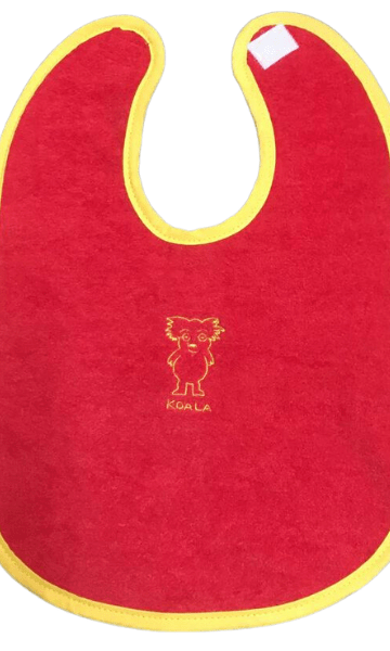 Ozi Varmints Embroidered Bib - Red/Yellow - Koala.