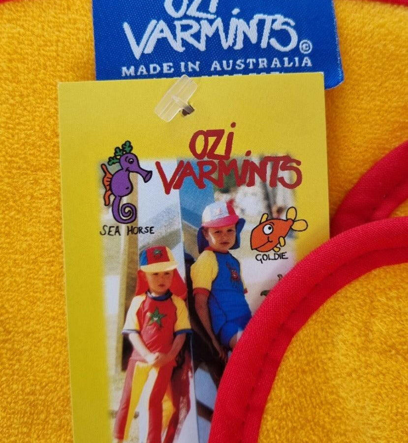 Ozi Varmints 9057 Australian Made Baby Bib Croc Sun Red.