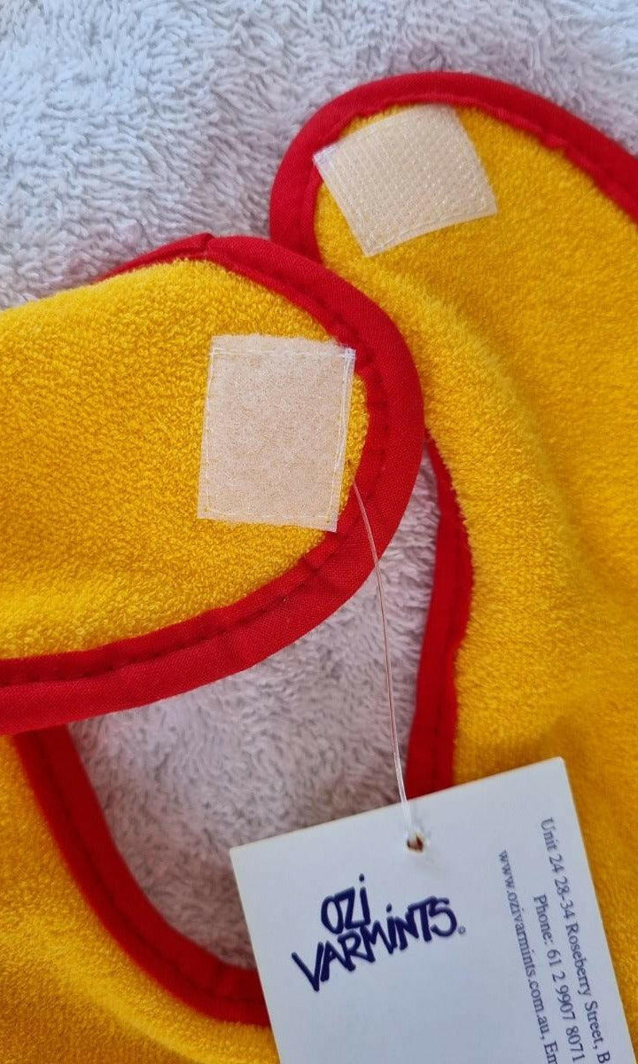 Ozi Varmints 9057 Australian Made Baby Bib Croc Sun Red.