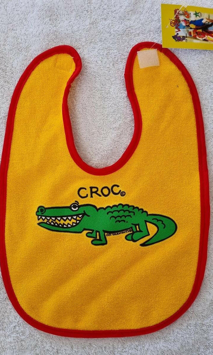 Ozi Varmints 9057 Australian Made Baby Bib Croc Sun Red.