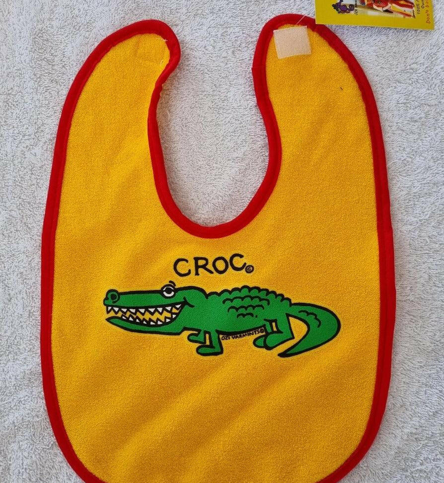 Ozi Varmints 9057 Australian Made Baby Bib Croc Sun Red.