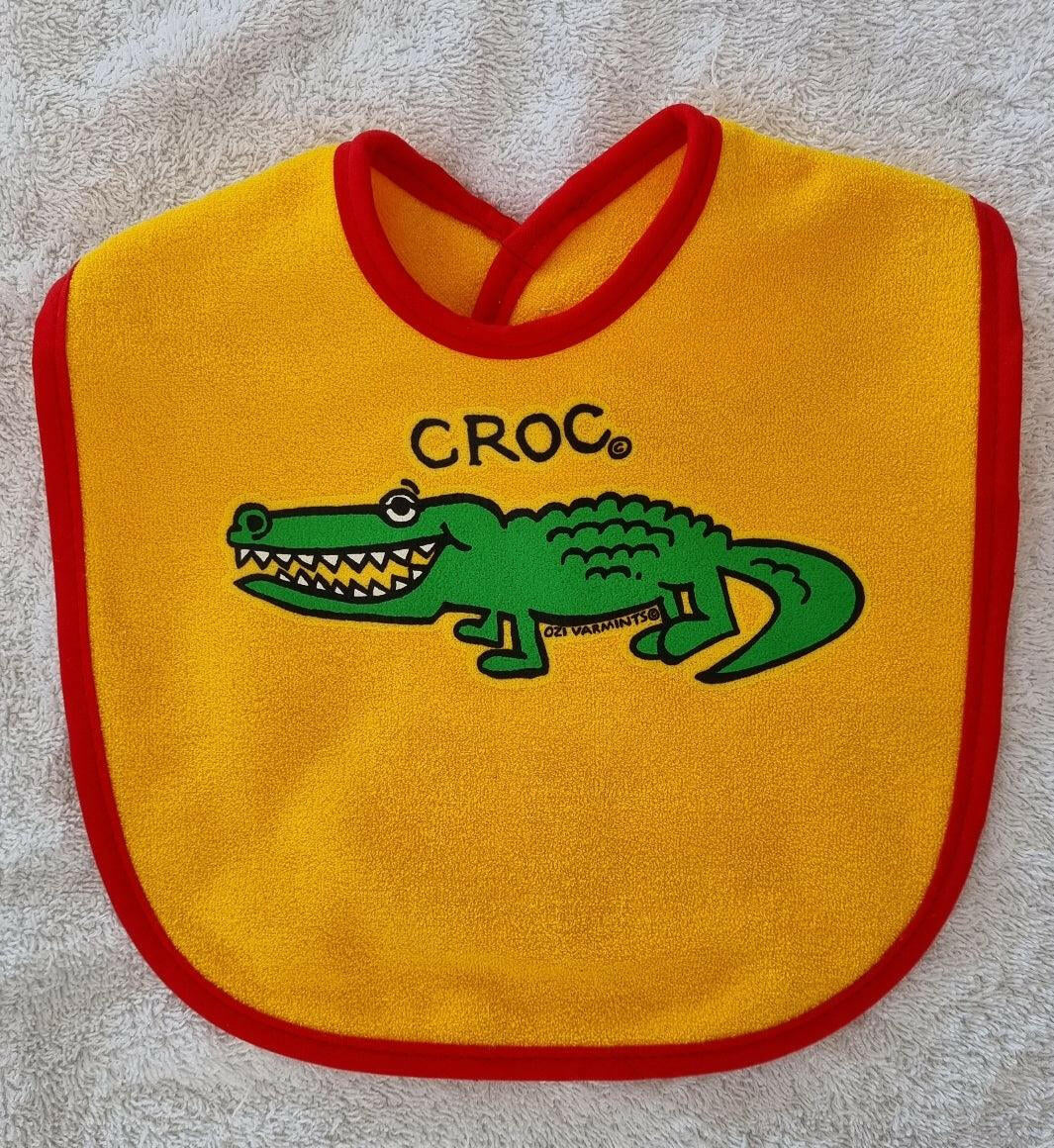 Ozi Varmints 9057 Australian Made Baby Bib Croc Sun Red.