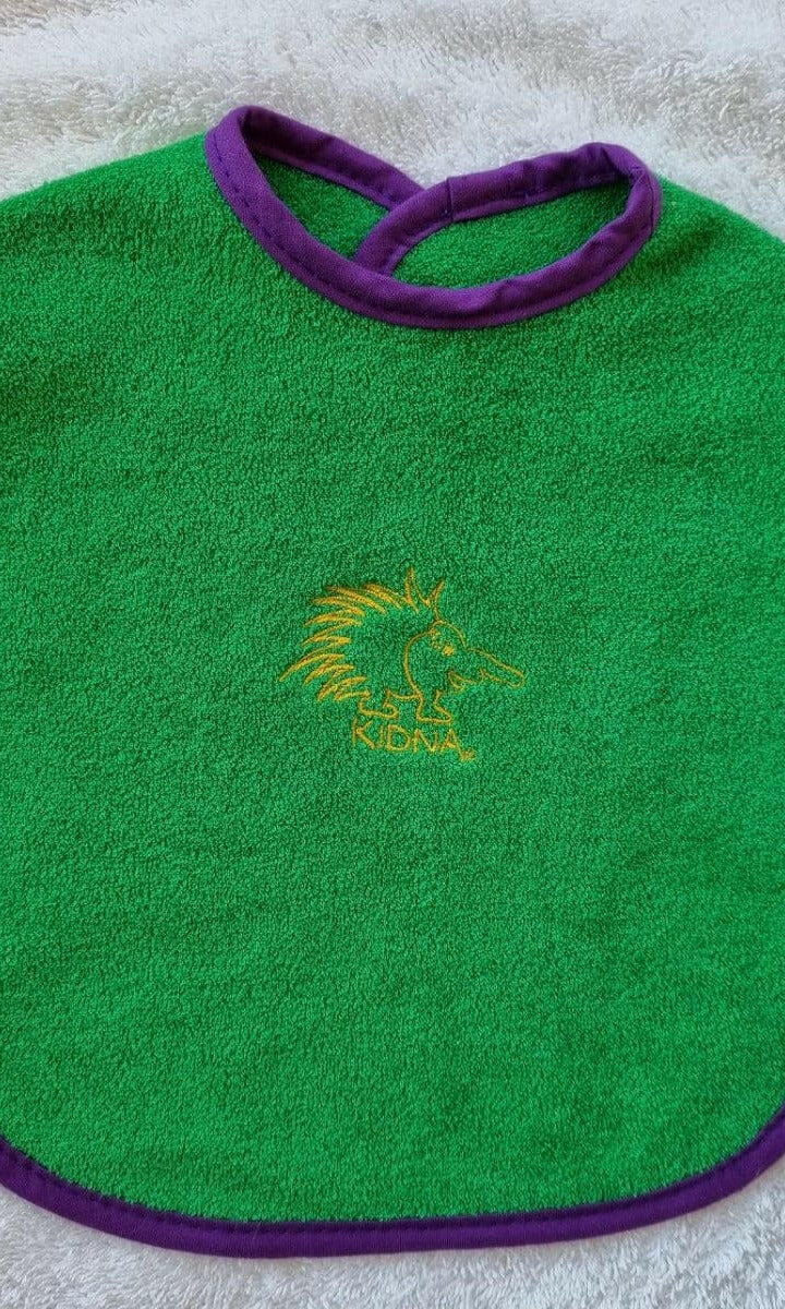 Ozi Varmints Towelling Embroidered Bib - Emerald - Kidna.