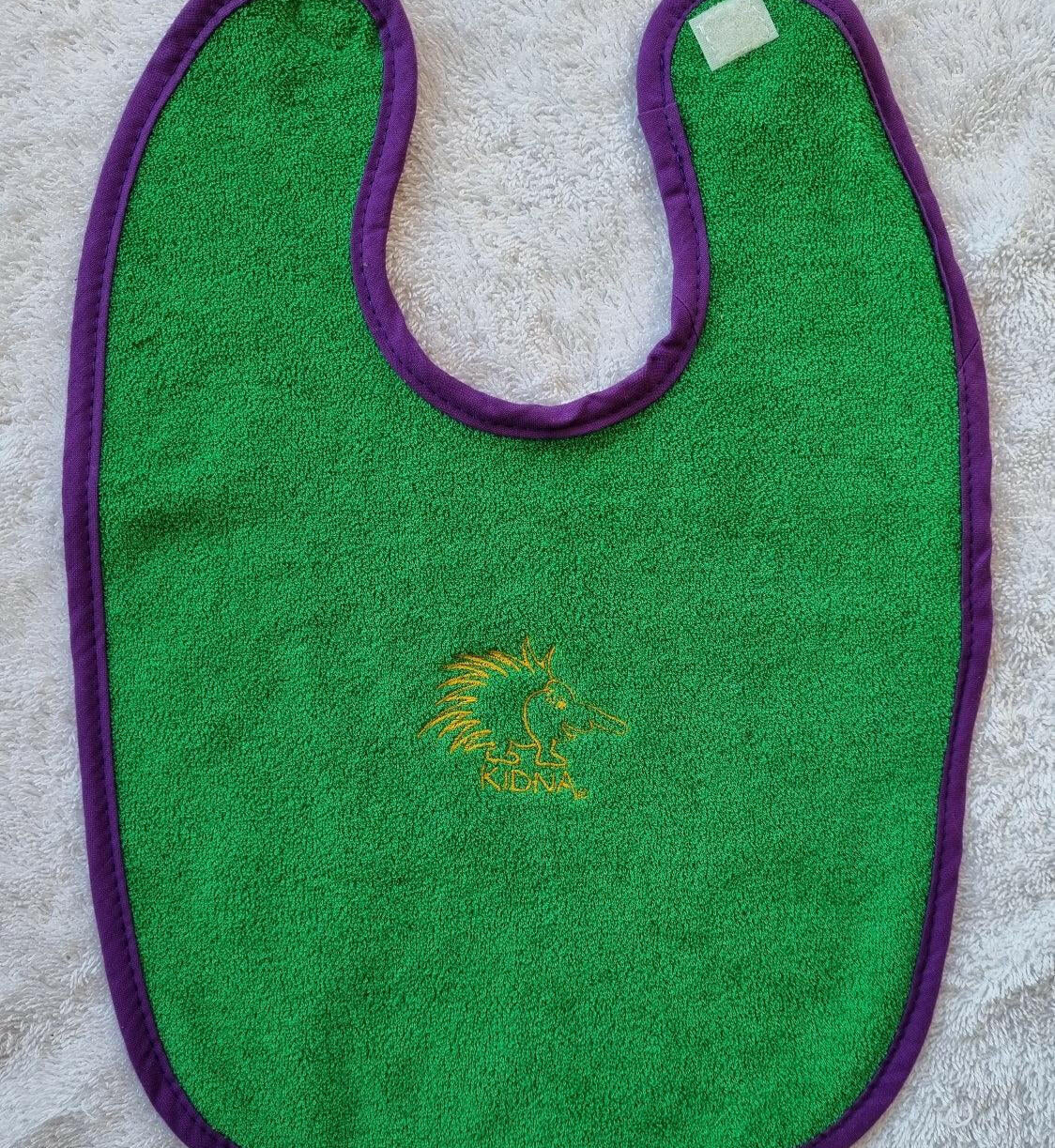 Ozi Varmints Towelling Embroidered Bib - Emerald - Kidna.