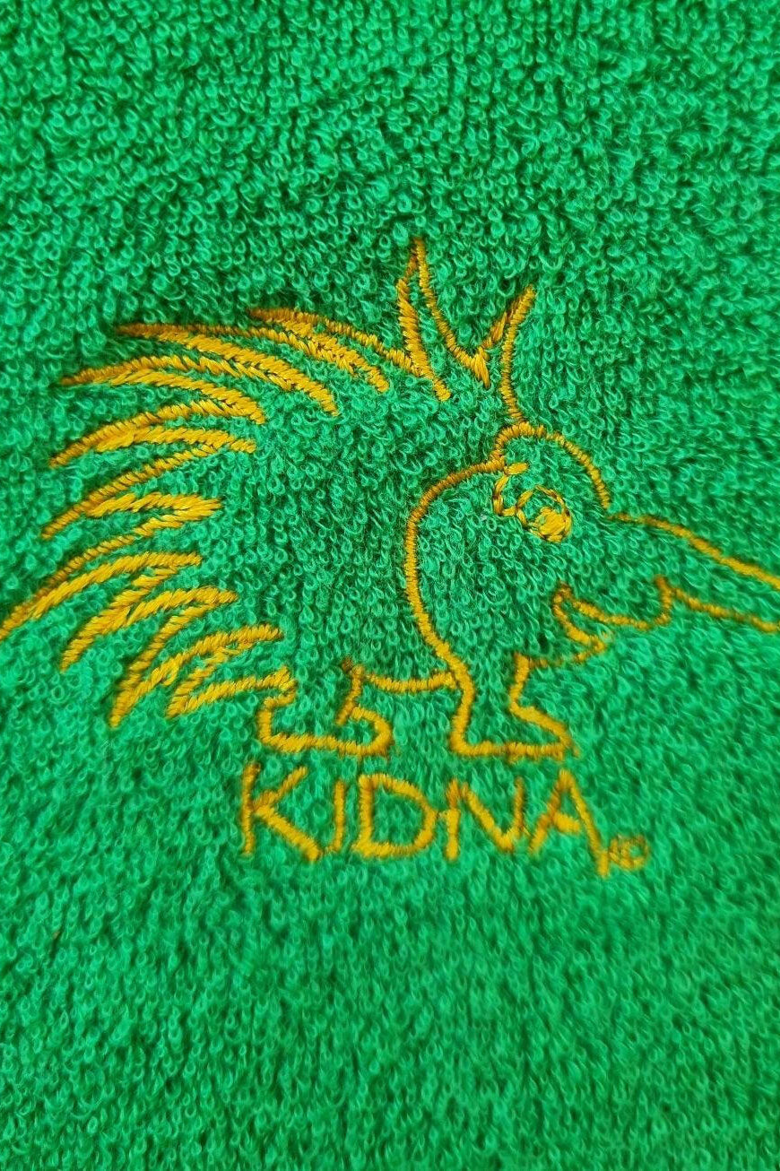 Ozi Varmints Towelling Embroidered Bib - Emerald - Kidna.