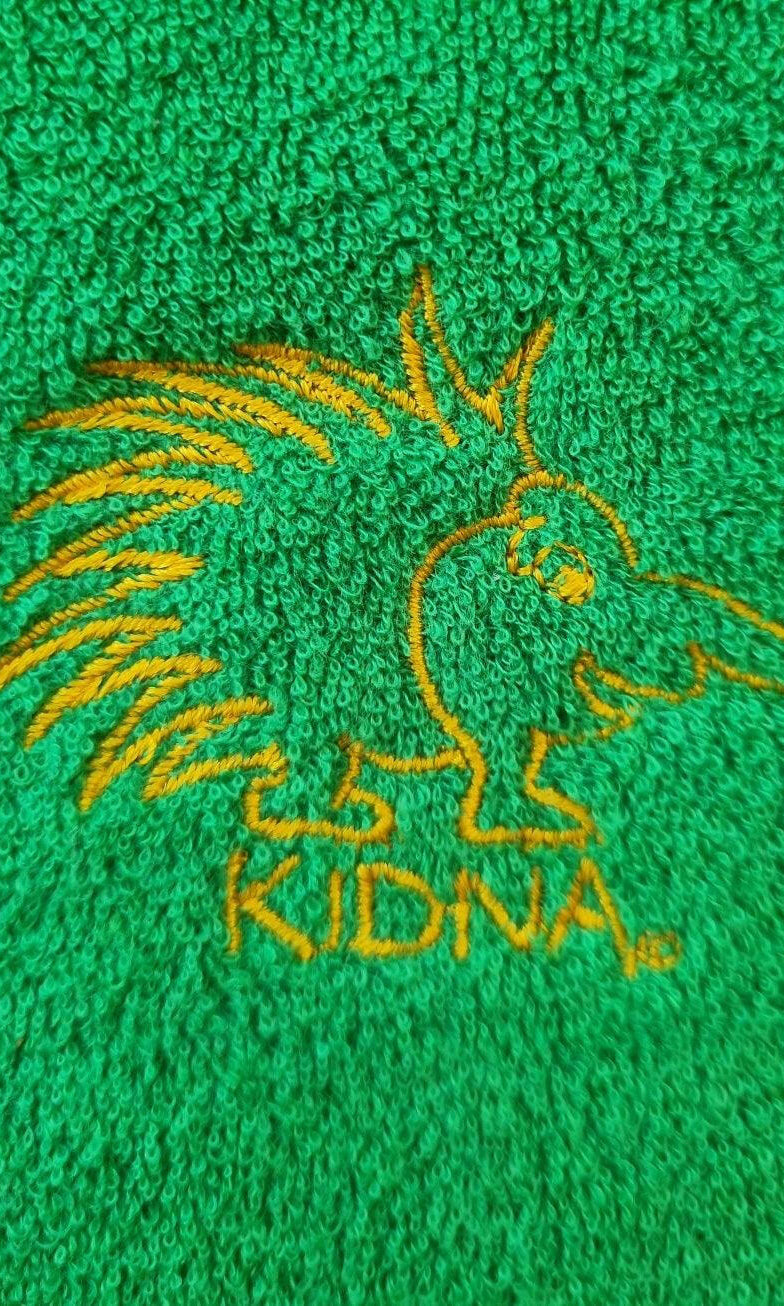 Ozi Varmints Towelling Embroidered Bib - Emerald - Kidna.
