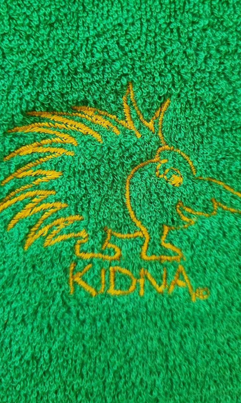 Ozi Varmints Towelling Embroidered Bib - Emerald - Kidna.