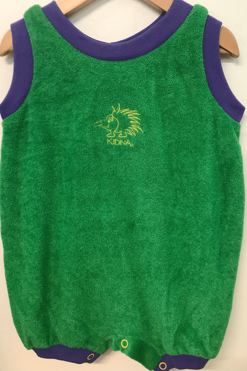 Ozi Varmints Terry Towelling Romper Green - Kidna.