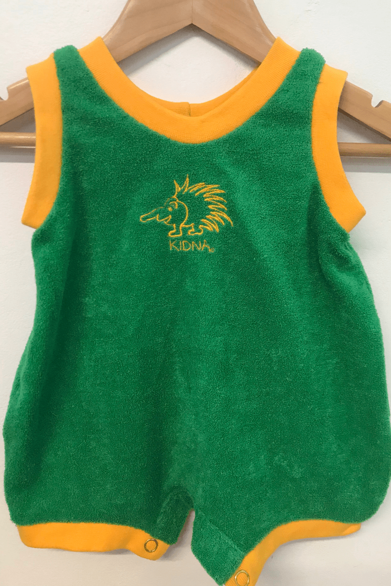 Ozi Varmints Terry Towelling Romper Green - Kidna.