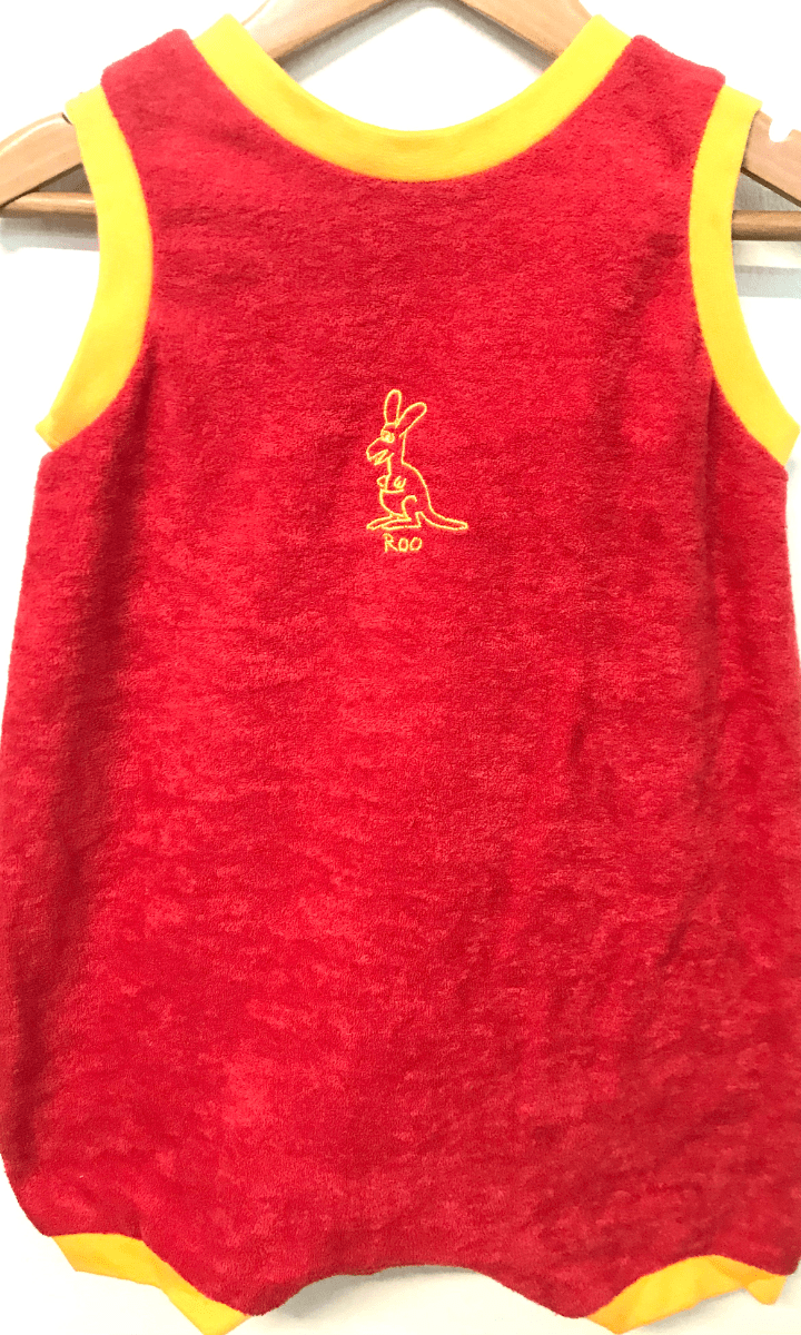 Ozi Varmints Terry Towelling Romper Red - Roo.