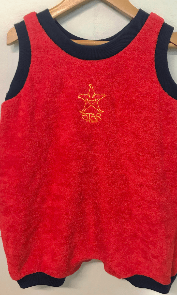 Ozi Varmints Terry Towelling Romper Red - Starfish.