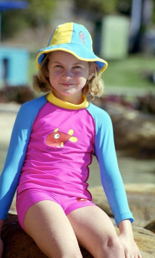 Ozi Varmints Kids Rash Vest Pink Aqua Sun.