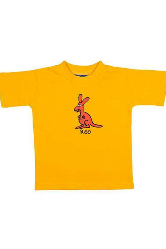 Ozi Varmints 100% Cotton T-Shirt - Roo Gold Navy Red.