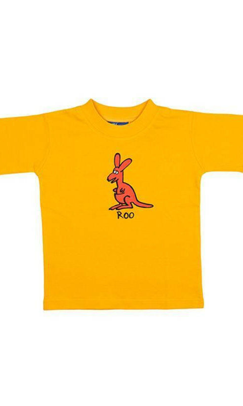 Ozi Varmints 100% Cotton T-Shirt - Roo Gold Navy Red.