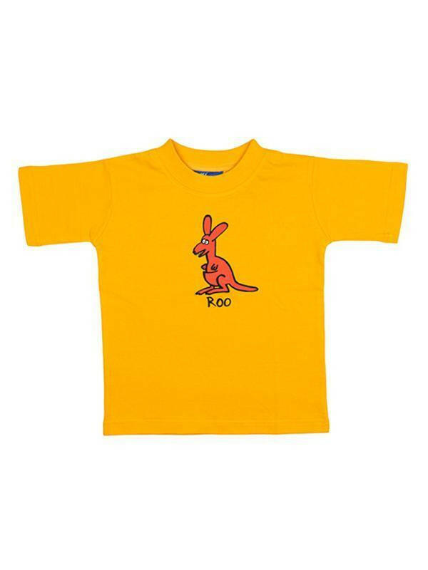 Ozi Varmints 100% Cotton T-Shirt - Roo Gold Navy Red.