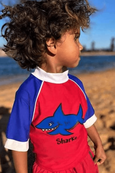 Ozi Varmints Short Sleeve Rash Vest - Red Shark.