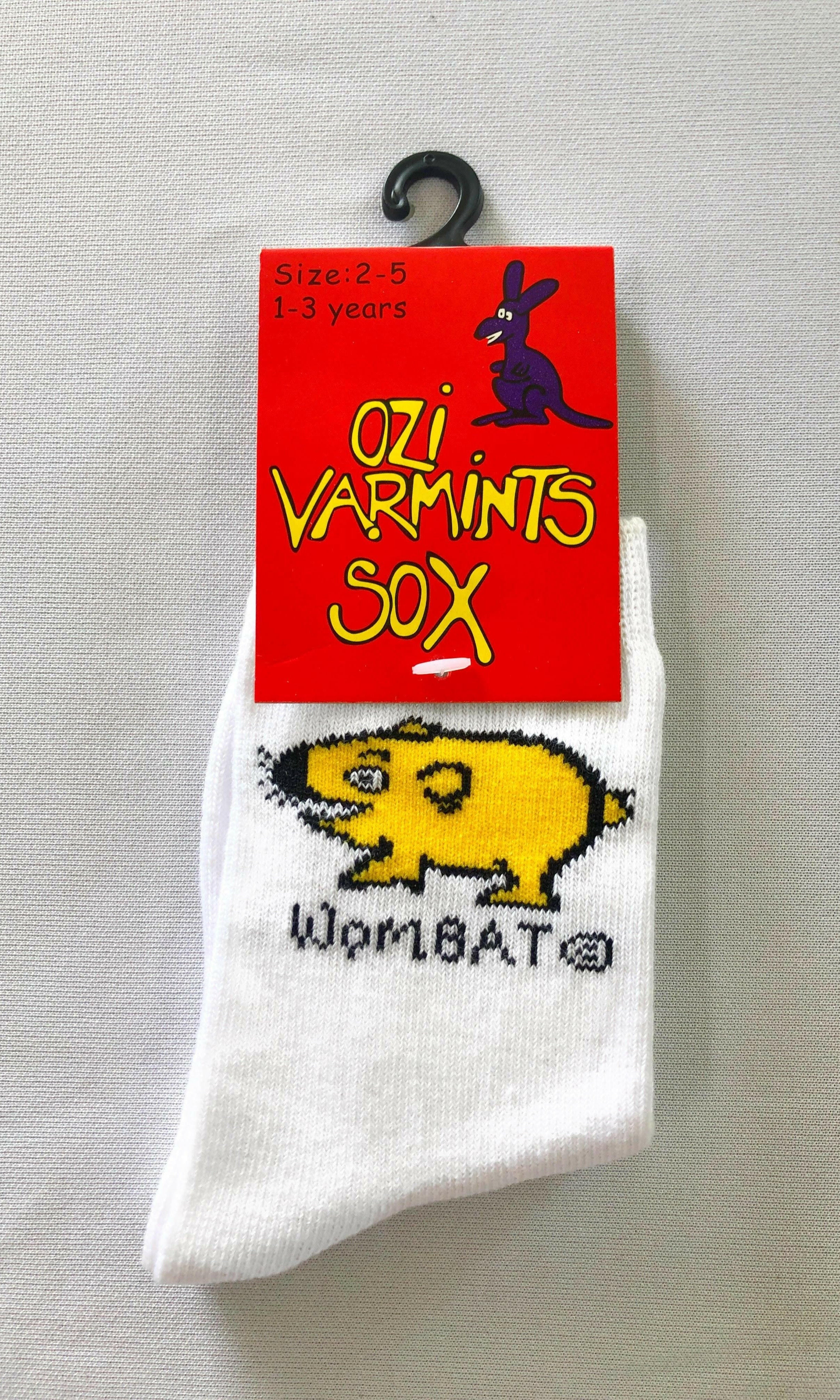 Ozi Varmints 2022 White Socks Koala Design, childrens socks, soxs, kids socks, sourvenir.