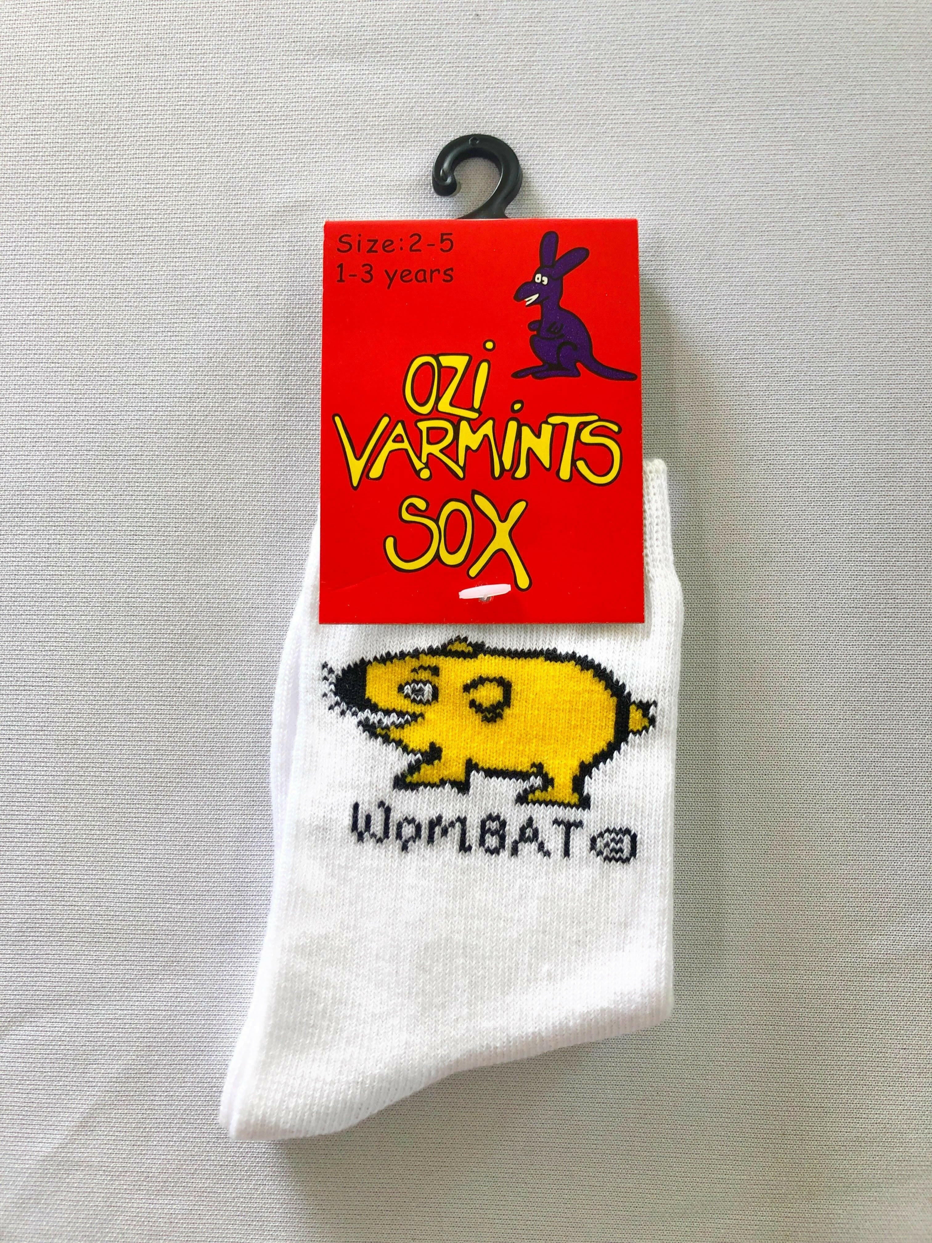 Ozi Varmints 2022 White Socks Koala Design, childrens socks, soxs, kids socks, sourvenir.