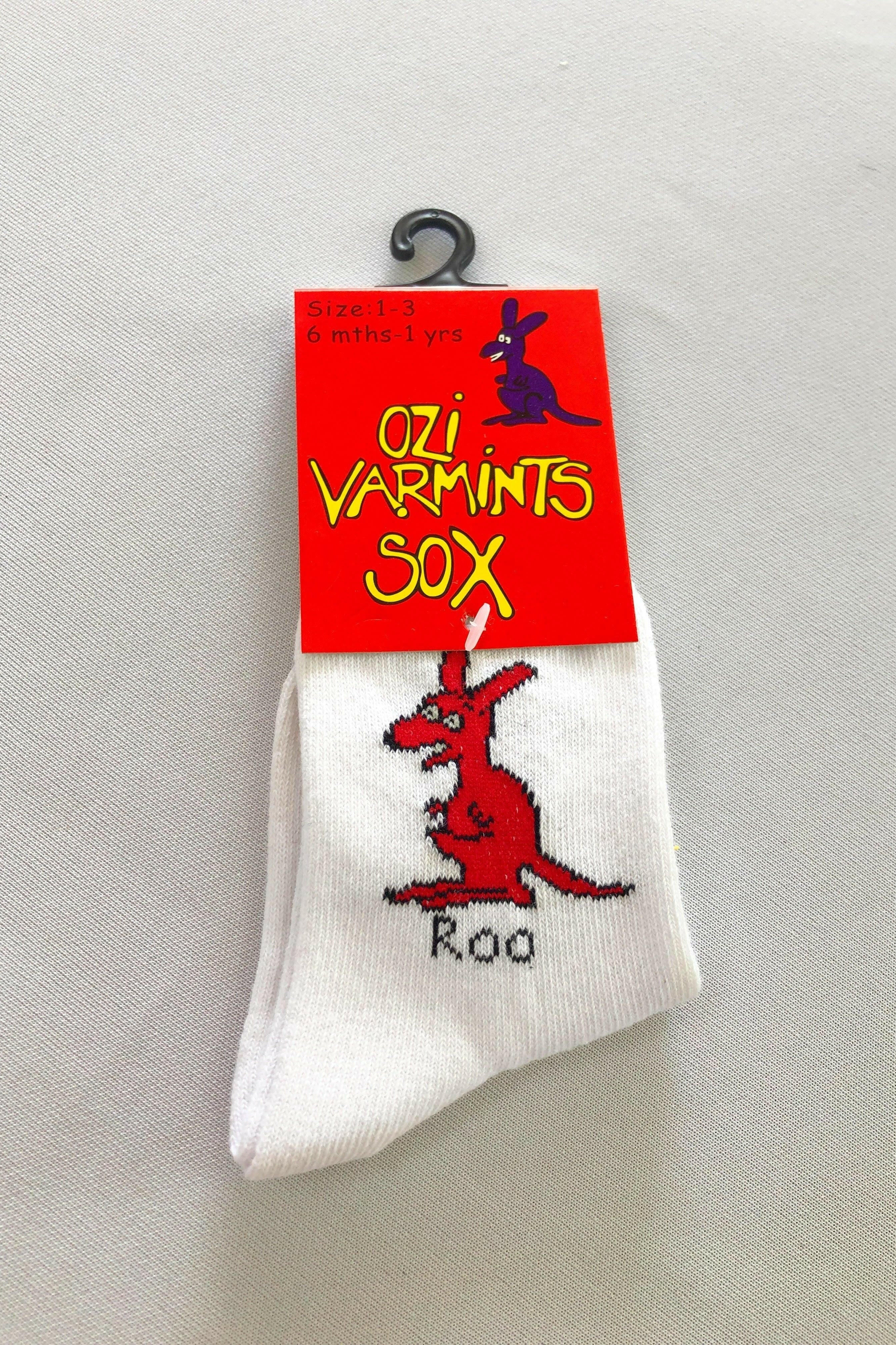 Ozi Varmints 2022 White Socks Koala Design, childrens socks, soxs, kids socks, sourvenir.