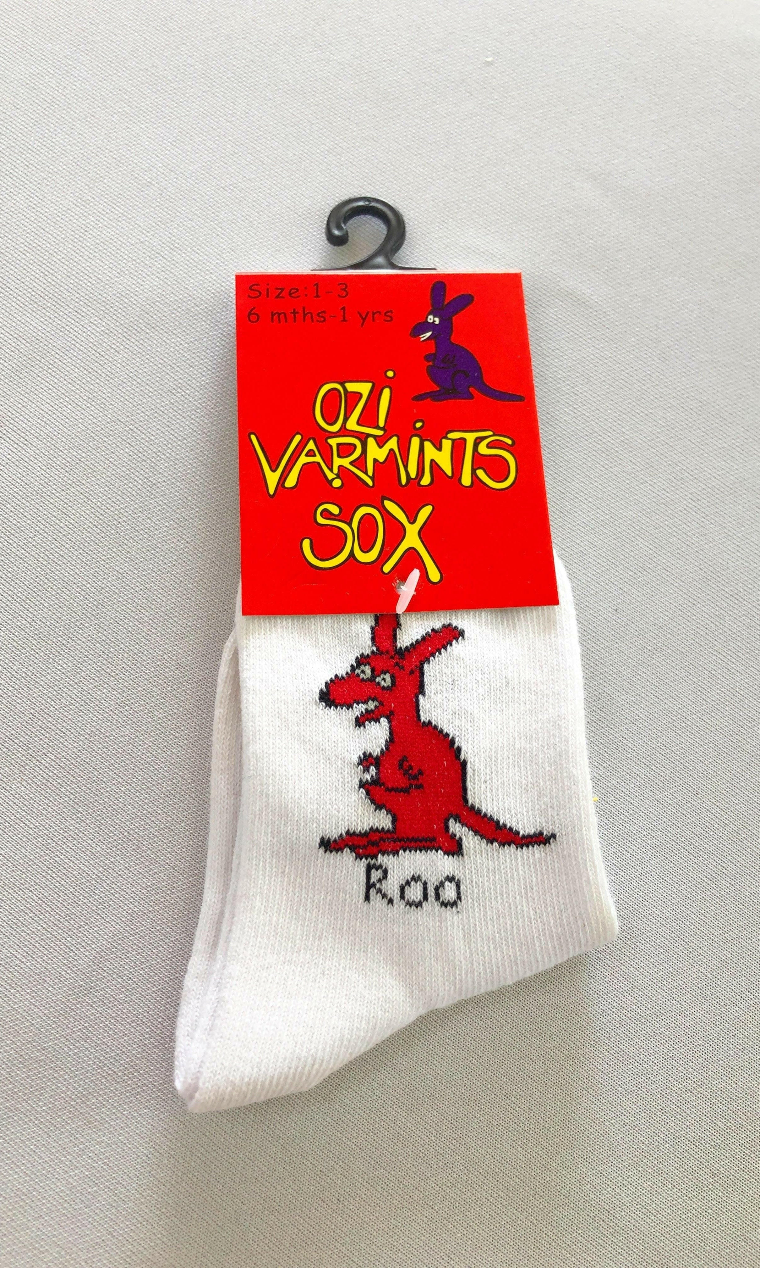 Ozi Varmints 2022 White Socks Koala Design, childrens socks, soxs, kids socks, sourvenir.