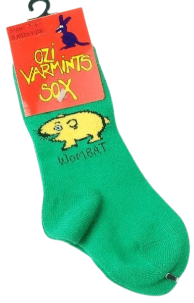 Ozi Varmints Green Socks - Wombat.